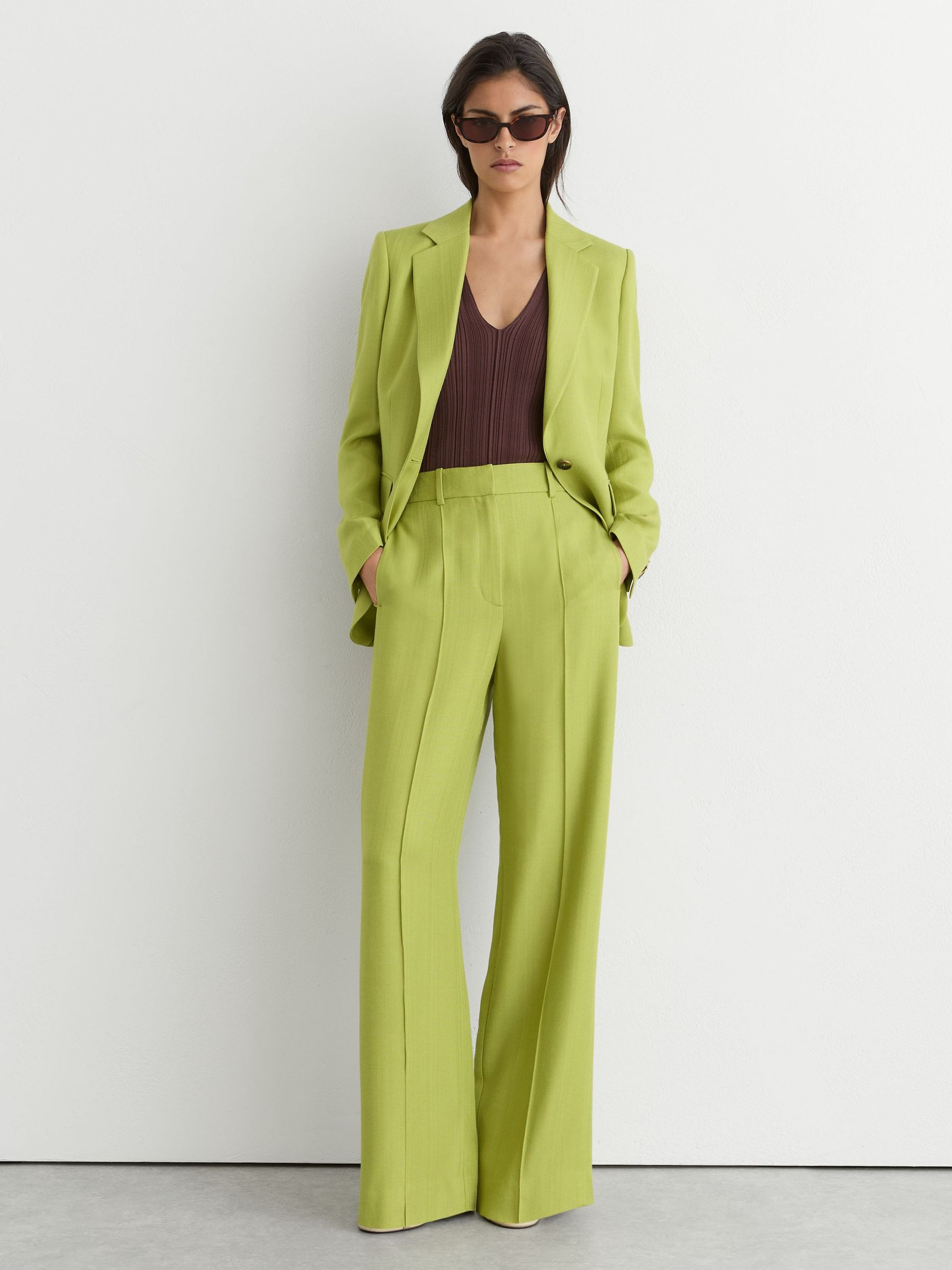 Reiss Textured-Weave Single-Breasted Suit Blazer in Green - REISS | Reiss UK
