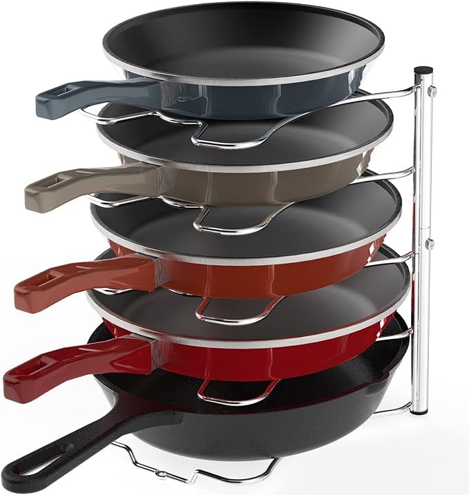SimpleHouseware Cabinet Pantry Pot and Pan Organizer Holder Rack Holder, Chrome | Amazon (US)