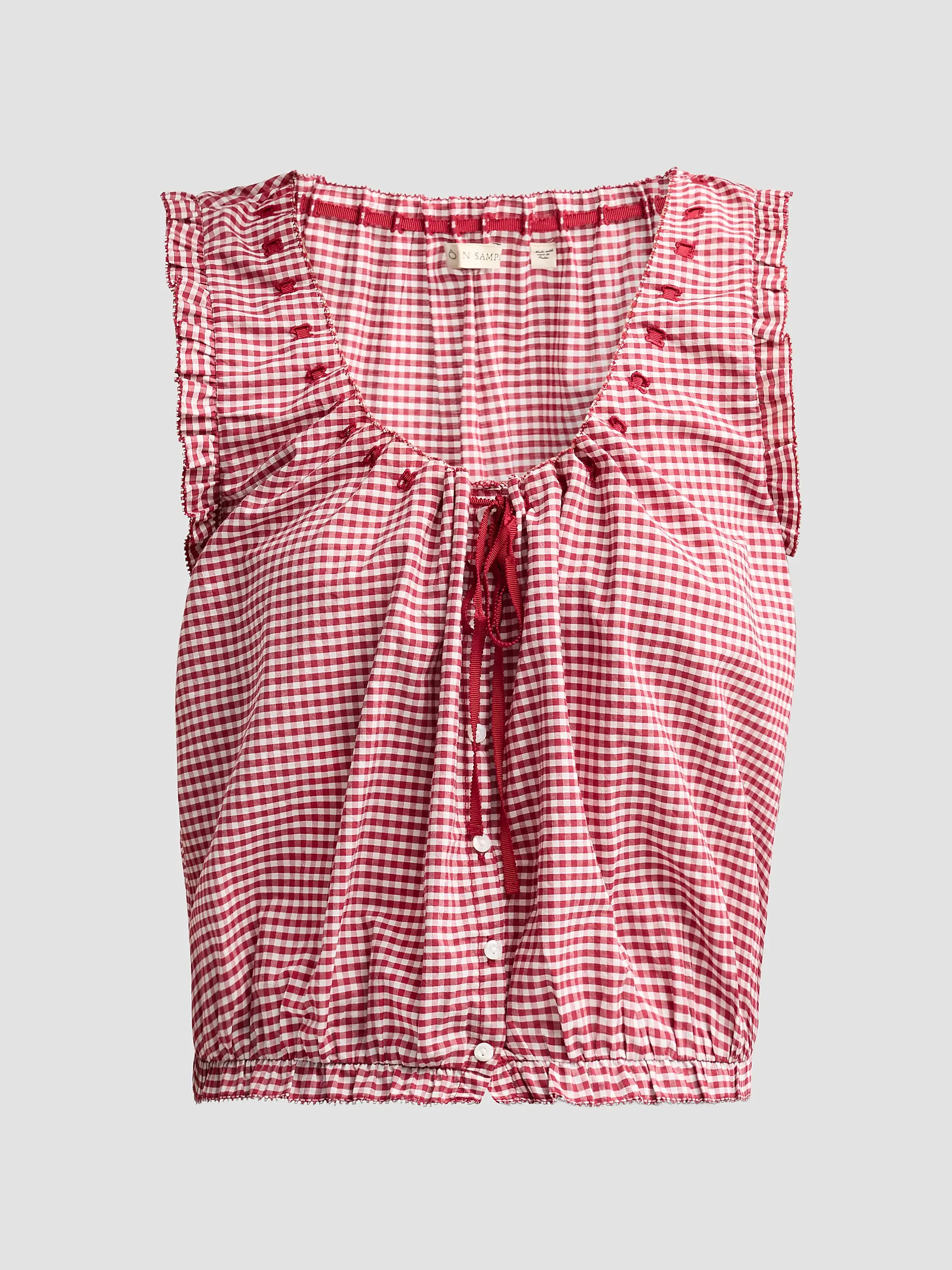 DÔEN Traveler Gingham Tie-Front Top | Saks Fifth Avenue | Saks Fifth Avenue