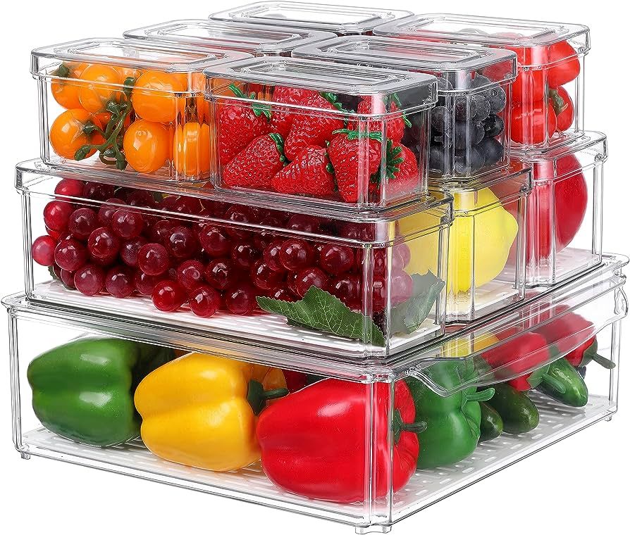 Pure Future 10 Pack Fridge Organizers and Storage, Stackable Refrigerator Organizer Bins With Lid... | Amazon (CA)