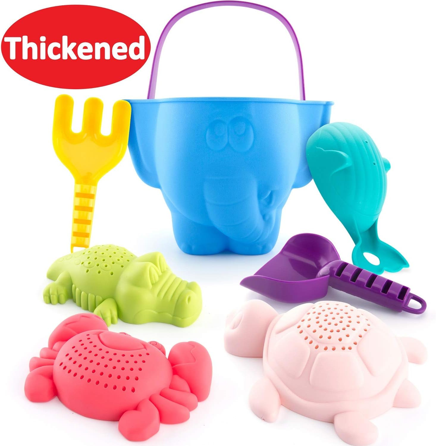 CubicFun Beach Toys Sand Toys for Kids Toddlers Baby, Sand Bucket Rake Shovel Set, Animal Beach T... | Amazon (US)