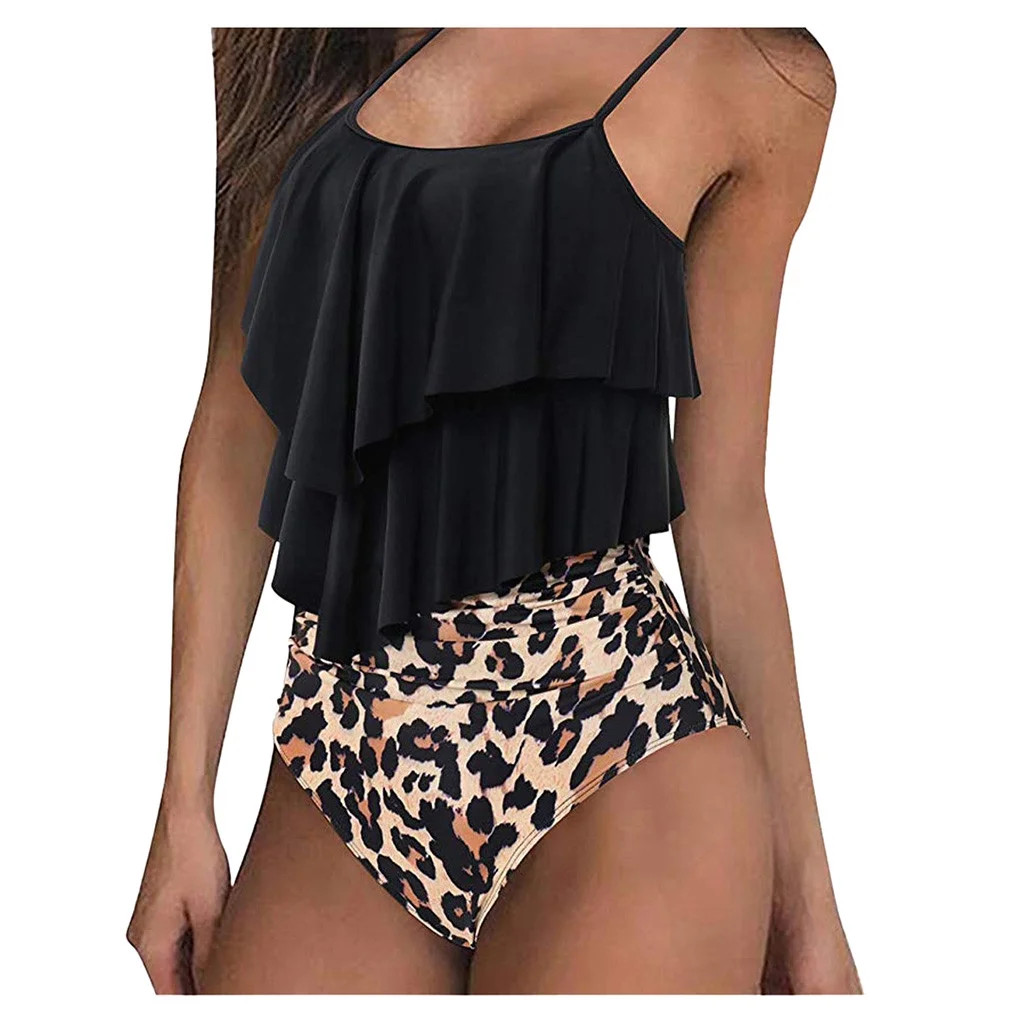 Swimsuit Women Women  Ruffle High Waisted Swimsuits 2 Piece Spaghetti Straps Tankini Bathin Swimw... | Walmart (US)