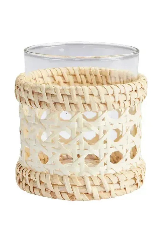 Natural Cane & Rattan Votive Glass | CARRIE DUNHAM