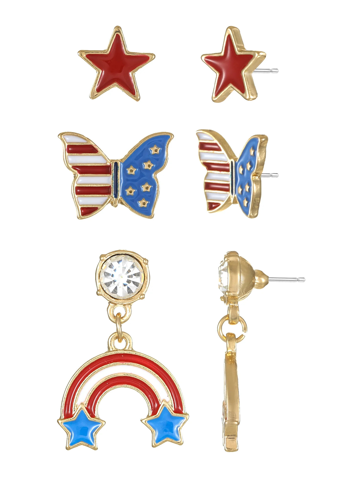 Way to Celebrate Americana Goldtone Earring Trio, 3 Pairs | Walmart (US)