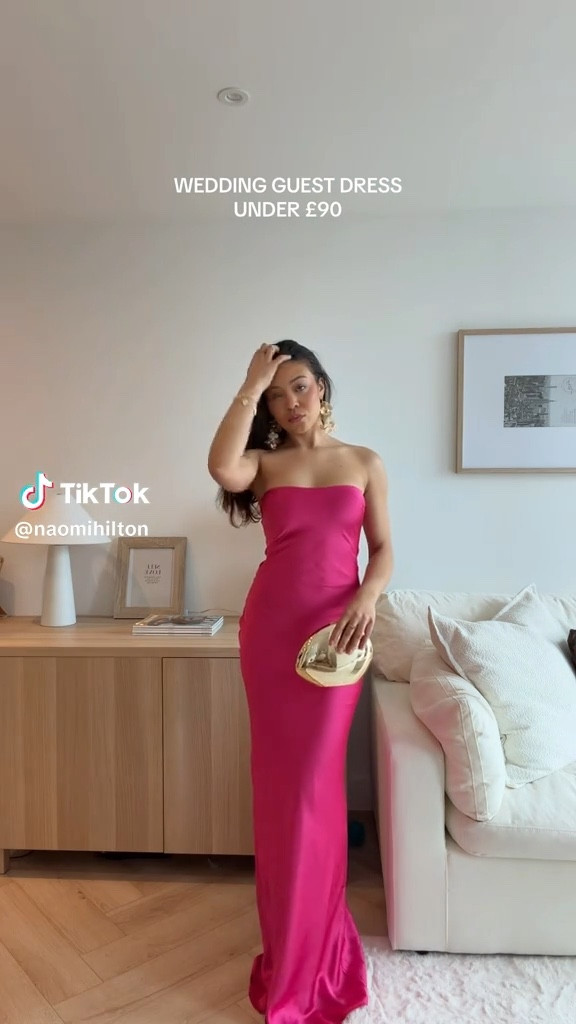 Wedding guest dress, vacation dress, maxi dress, pink maxi dress, hot pink dress, bandeau satin maxi dress, wedding guest 

#LTKwedding #LTKuk #LTKspring