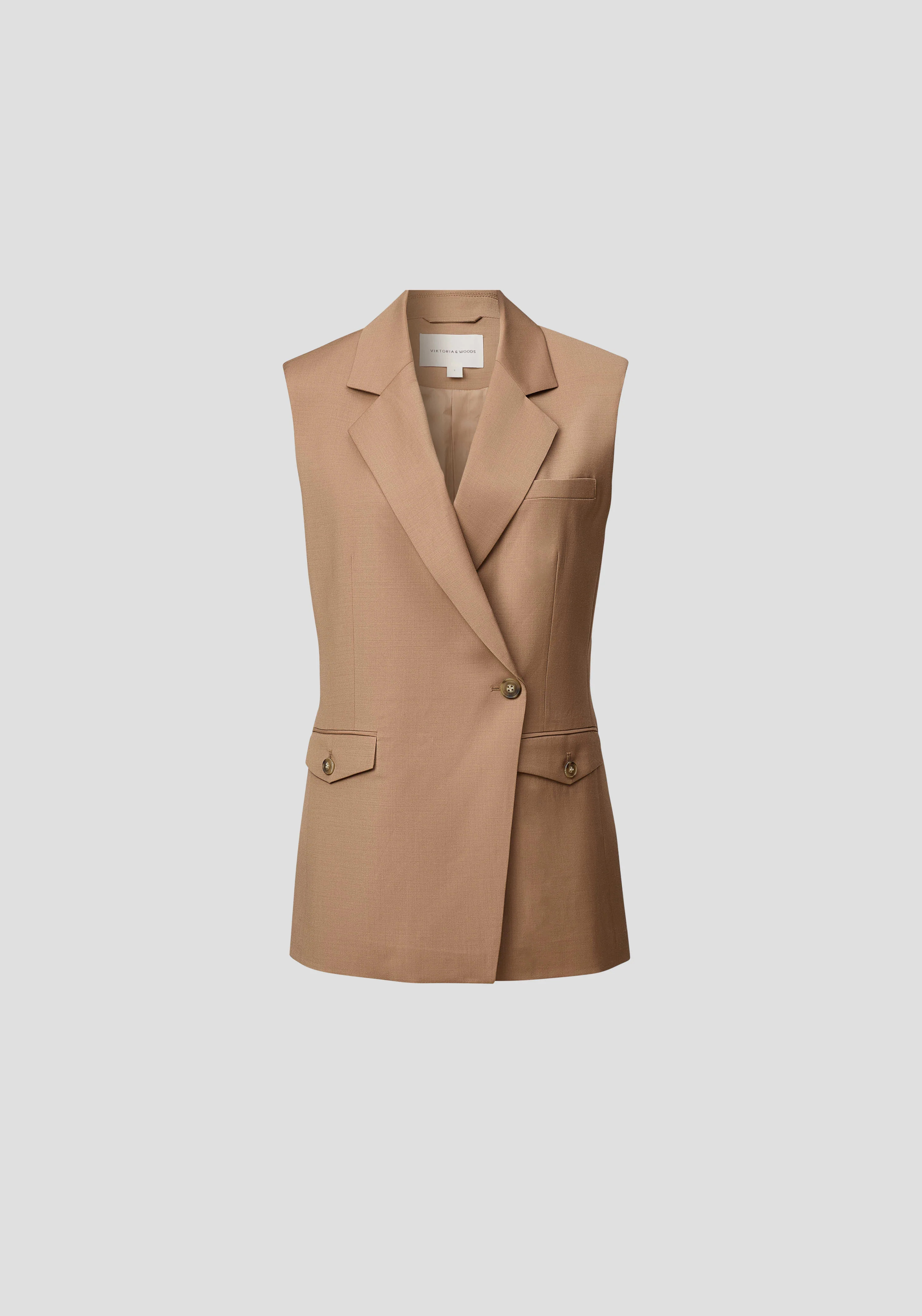 Destination Sleeveless Blazer IN BROWN | JACKETS | VIKTORIA & WOODS | Viktoria & Woods