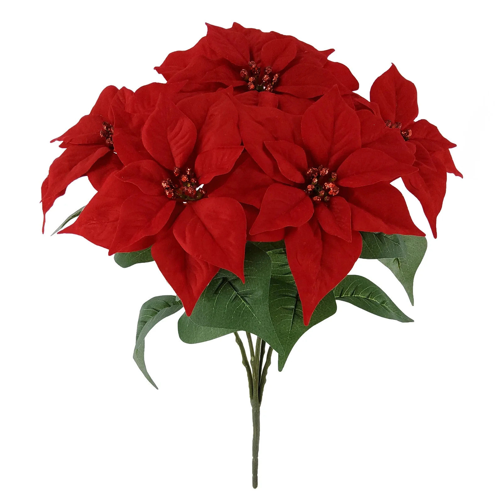 Mainstays 19 in Indoor Artificial Poinsettia Bush, Red Color | Walmart (US)