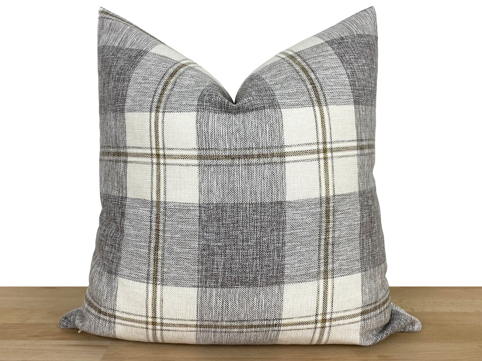 Neutral Plaid Pillow Cover Boho Euro Sham Cover Plaid Throw | Etsy | Etsy (US)