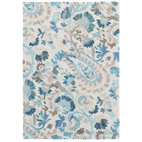 Ines Blue Micro Hooked Wool Rug | Annie Selke