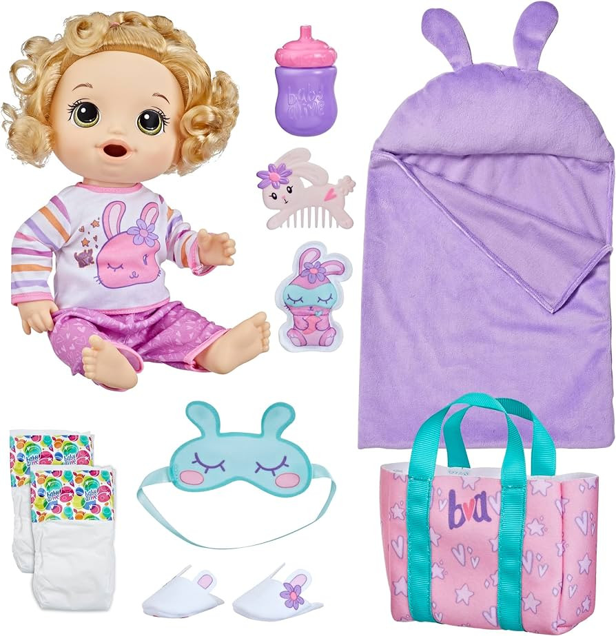 Baby Alive Bunny Sleepover Baby Doll, Bedtime-Themed 12-Inch Dolls, Sleeping Bag & Bunny-Themed D... | Amazon (US)