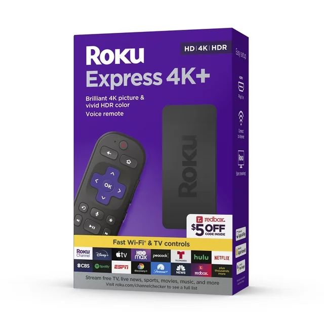 Roku Express 4K+ Streaming Player 4K/HD/HDR with Smooth Wi-Fi®, Premium HDMI® Cable, Voice Remo... | Walmart (US)