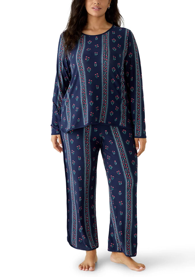 Women's Long Sleeve Shirt, Shorts and Pants Pajama Set | Belk