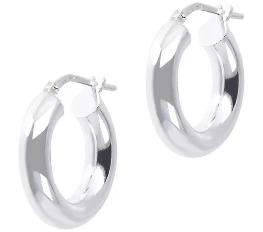 Italian Silver Polished 3/4" Round Hoop Earrings - QVC.com | QVC