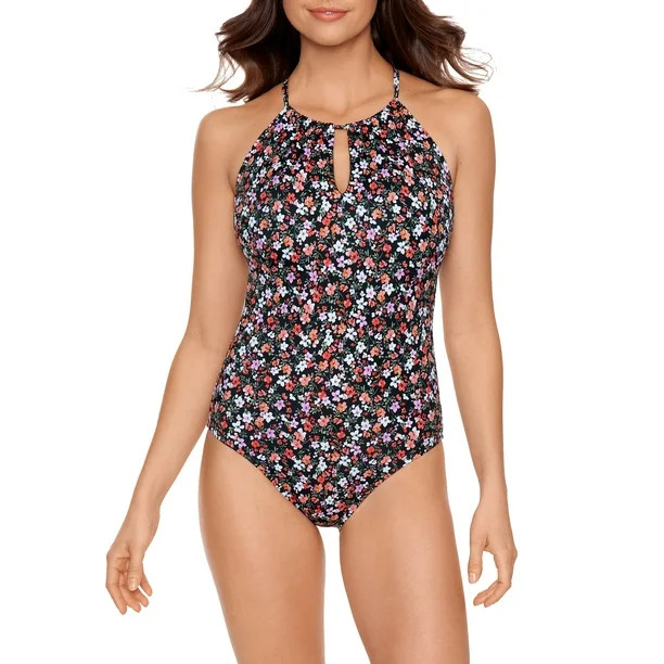 Time and Tru Women’s and Plus Keyhole One Piece Swimsuit - Walmart.com | Walmart (US)