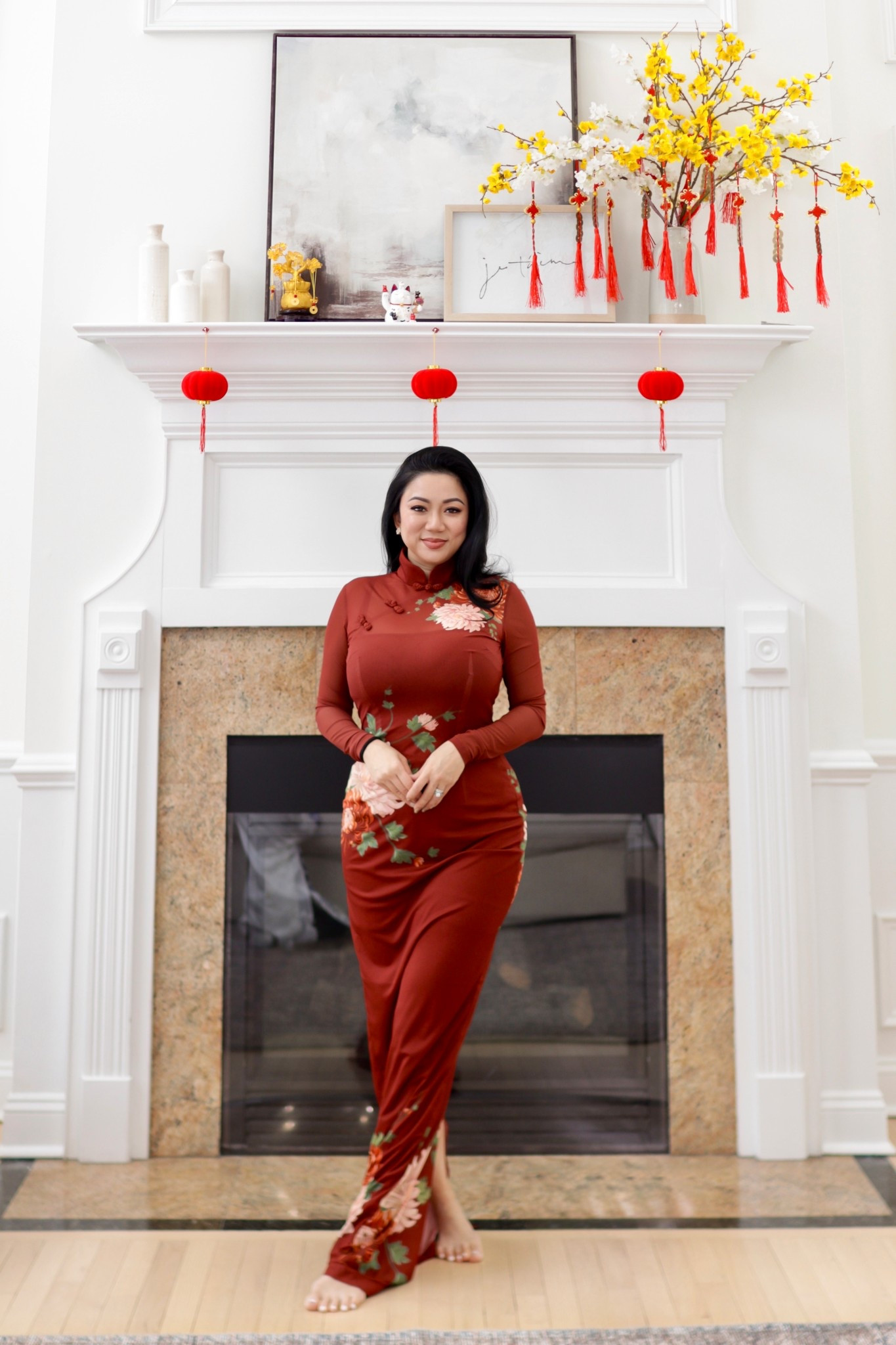 Kaia Mesh Dress by Sau Lee // ong-sleeve printed mesh modern cheongsam featuring an original chrysanthemum design, a signature mandarin collar, and pipa knot detailing. It comes with a slip for full coverage. I’m wearing size 4.

#LTKootd #LTKNYFW #LTKgrwm