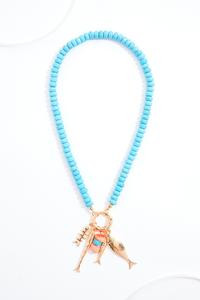 Cato Fashions | Cato Semi- Precious Beaded Fish Charm Necklace | Cato Fashions