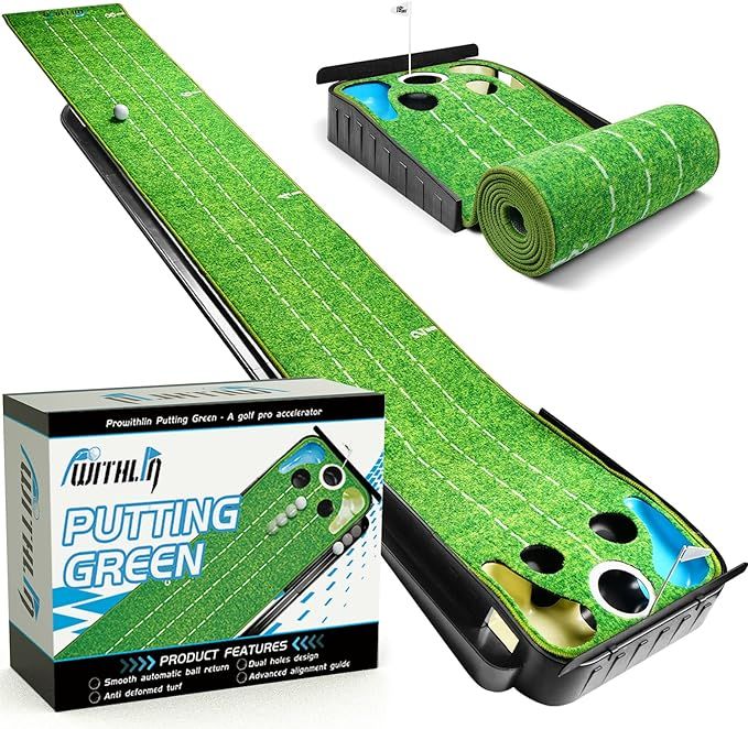 Putting Matt for Indoor, Putting Green, Golf Putting Mat with Ball Return, Mini Golf Practice Tra... | Amazon (US)