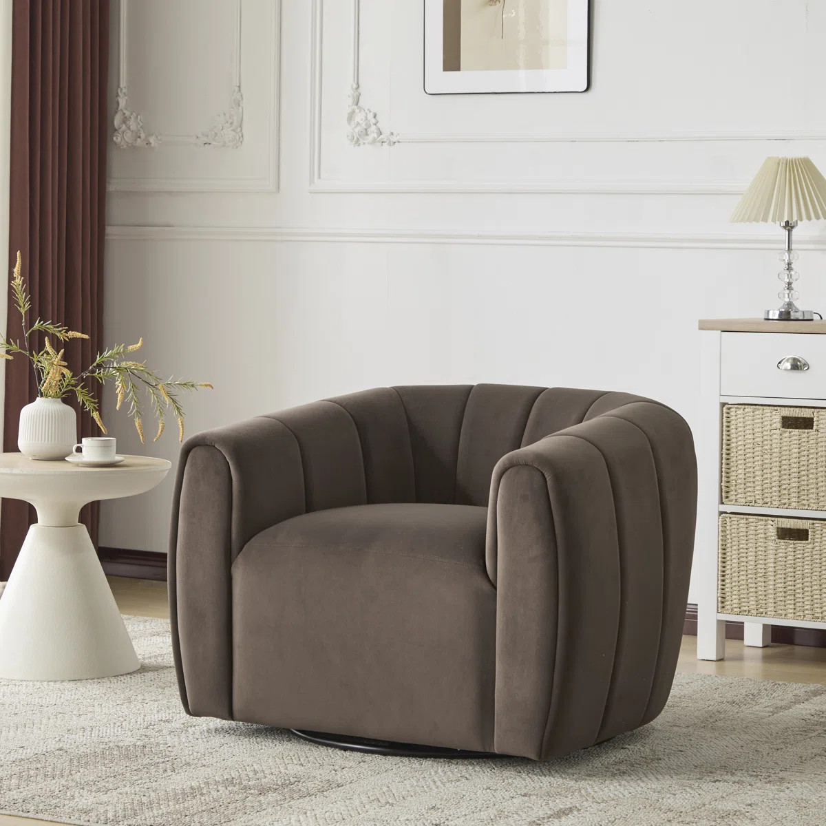 Maravilla Upholstered Swivel Barrel Chair | Wayfair North America