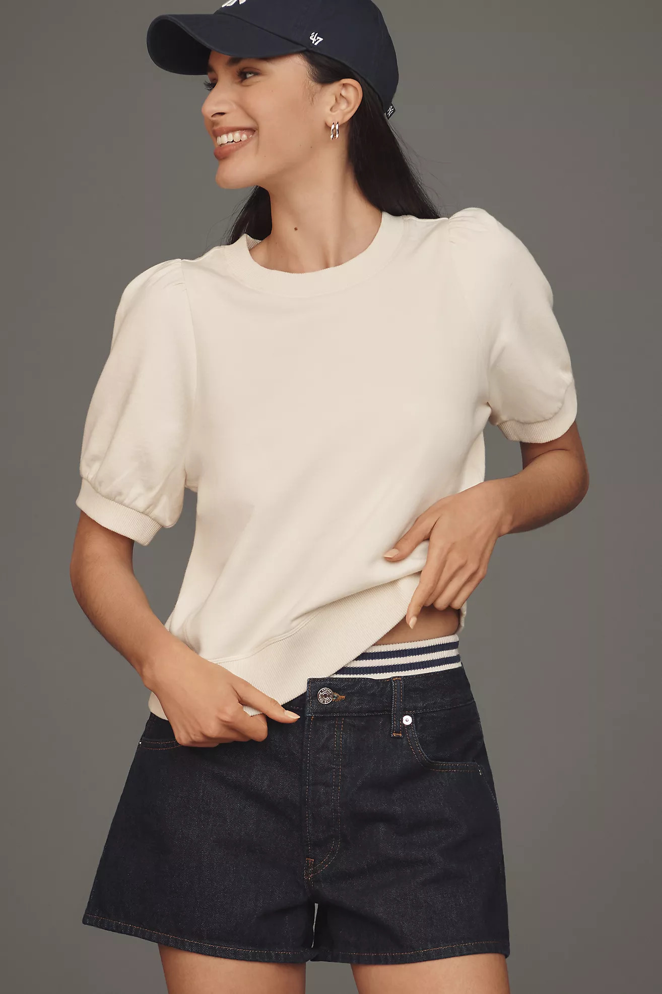 Maeve Puff-Sleeve Sweatshirt Tee | Anthropologie (US)