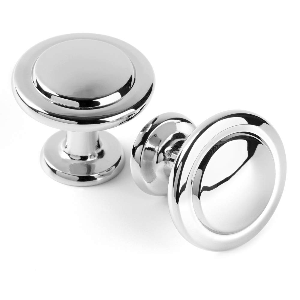 KOOFIZO Round Cabinet Knobs Polished Chrome Cabinet Pulls, Dia. 1-1/4 Inch, 10 Pack Chrome Drawer... | Amazon (US)