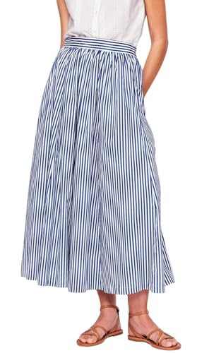 CHARTOU Women Casual Stripe Skirt Back Elastic Waist Long Flowy A Line Skirt with Pockets | Amazon (US)