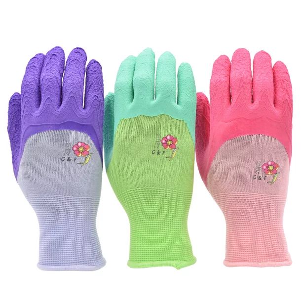 G & FG & F Women Garden Gloves, Micro Foam Nylon Latex Coating, Multi Colors, 3 PairsUSDNow $6.97... | Walmart (US)
