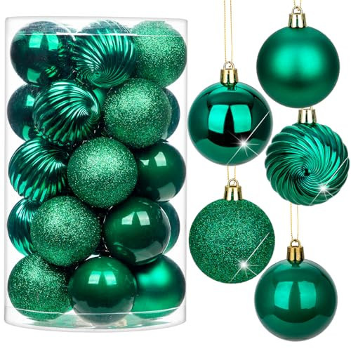 2.36" Dark Green Christmas Balls Ornaments 25 Pcs Shatterproof Christmas Ornaments Set Matte Mini Green Ornament for Xmas Tree Halloween Holiday Party | Amazon (US)
