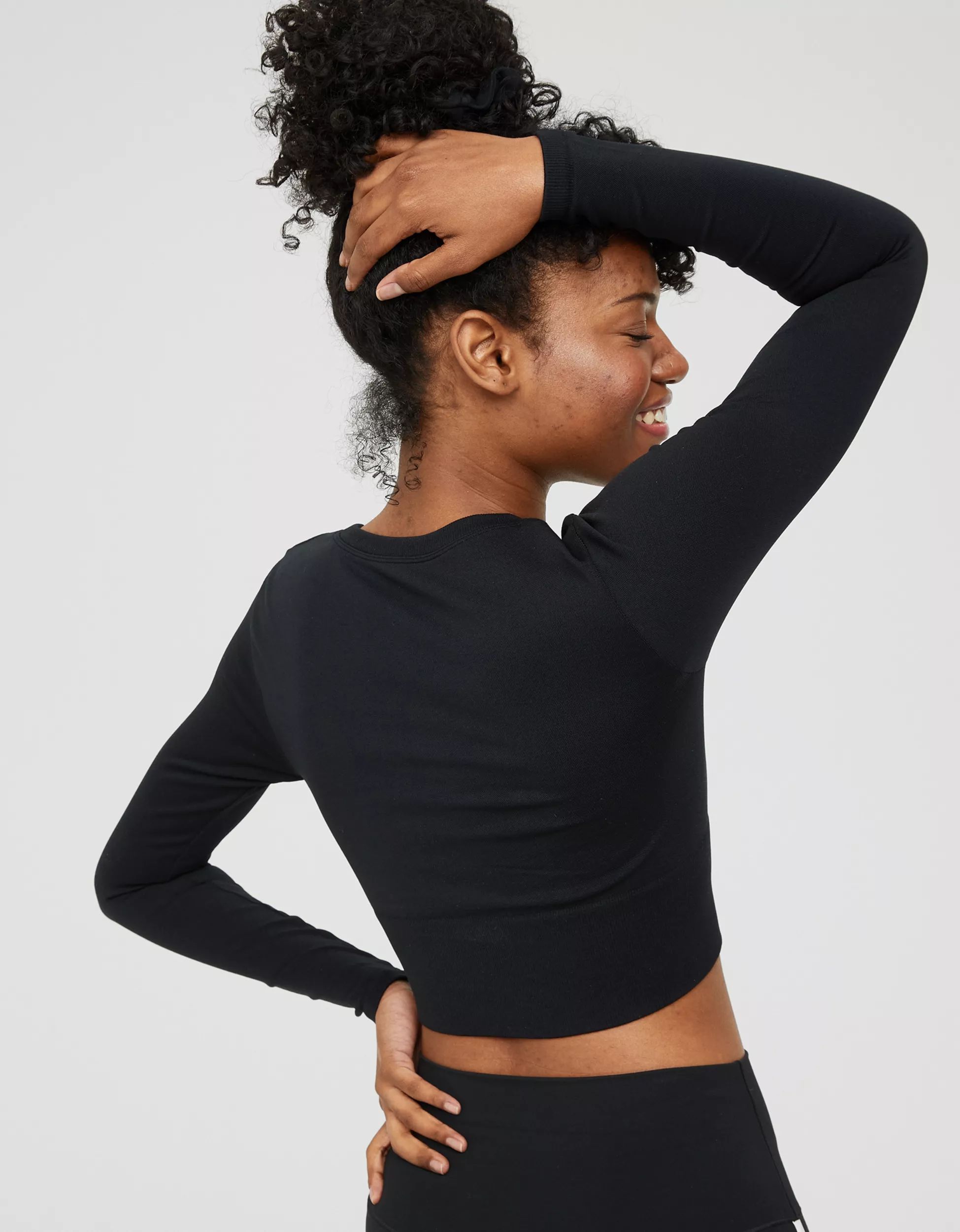 OFFLINE By Aerie Sidewalk Seamless Long Sleeve Cropped T-Shirt | Aerie