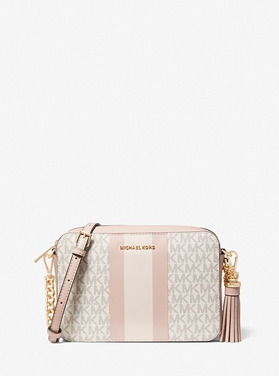 Ginny Medium Logo Stripe Crossbody Bag | Michael Kors US