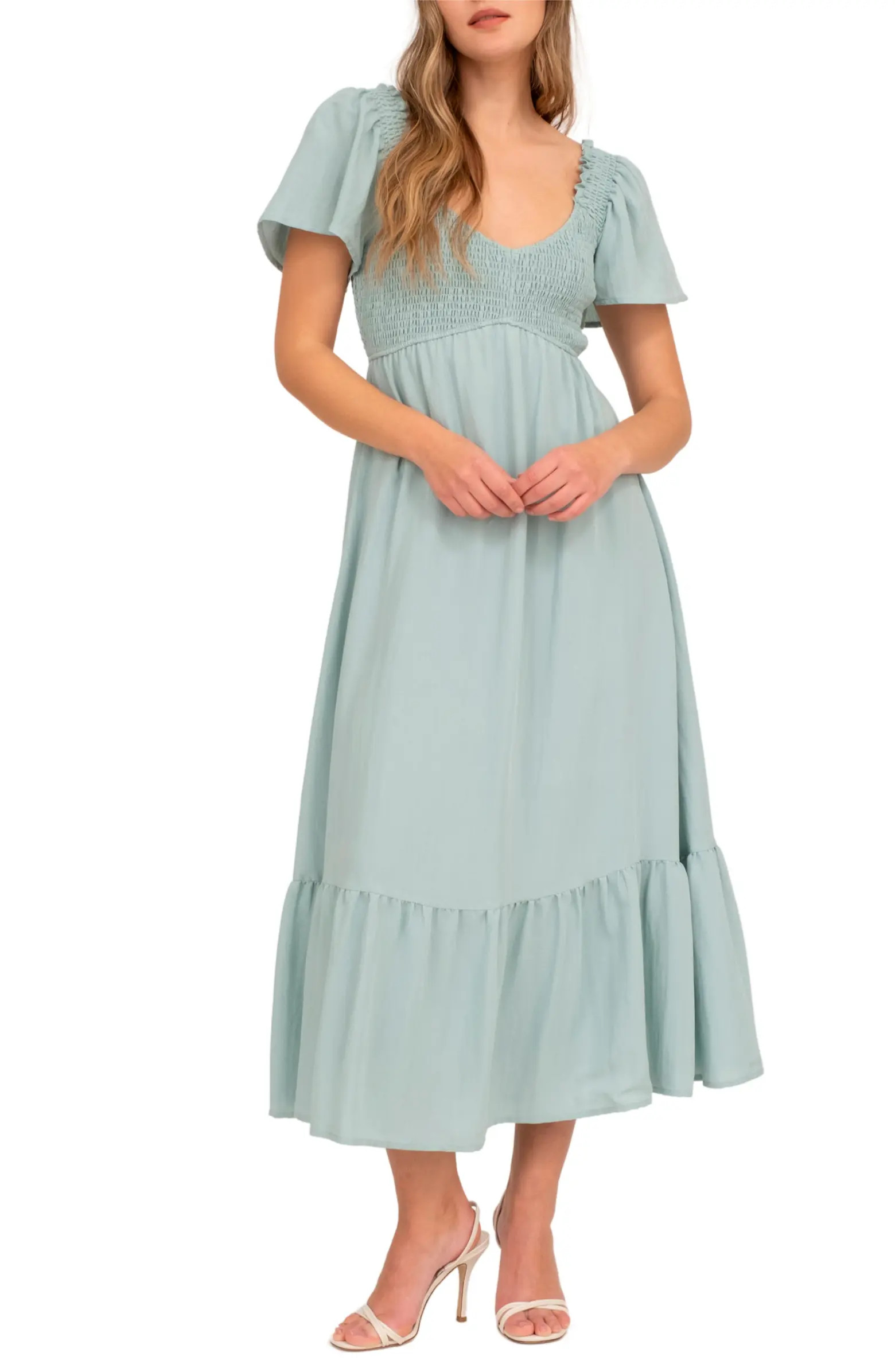 AUGUST SKY Short Sleeve Midi Dress | Nordstromrack | Nordstrom Rack