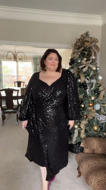 This plus size sequin dress is stunning! It’s a true wrap dress, isn’t scratchy, and has nice blousy sleeves and a sweetheart neckline. In black or rose gold, sizes 14-32  

#LTKHoliday #LTKplussize #LTKover40