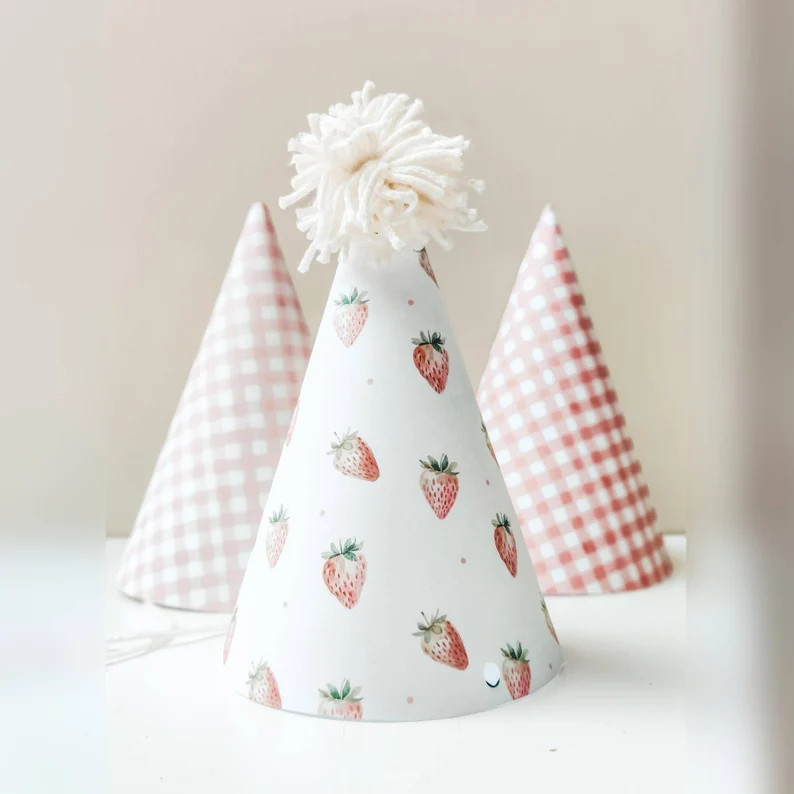 Berry First Birthday Party Hat Printable , Strawberry 1st Birthday Decoration Template, Berry Bir... | Etsy (US)