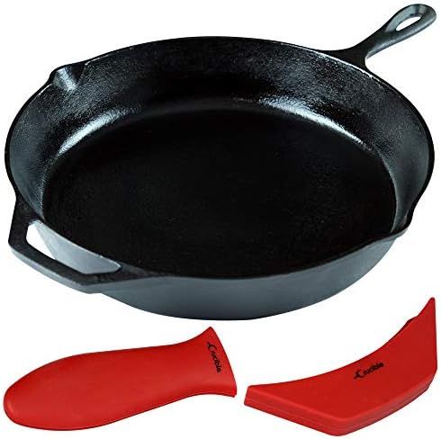12-Inch Cast Iron Skillet Set (Pre-Seasoned), Including Large & Assist Silicone Hot Handle Holders | | Amazon (US)