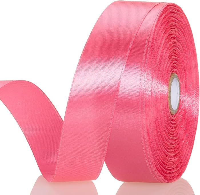 1 Inch Brink Pink Solid Satin Ribbon, 50 Yards Craft Fabric Ribbon for Gift Wrapping Floral Bouqu... | Amazon (US)