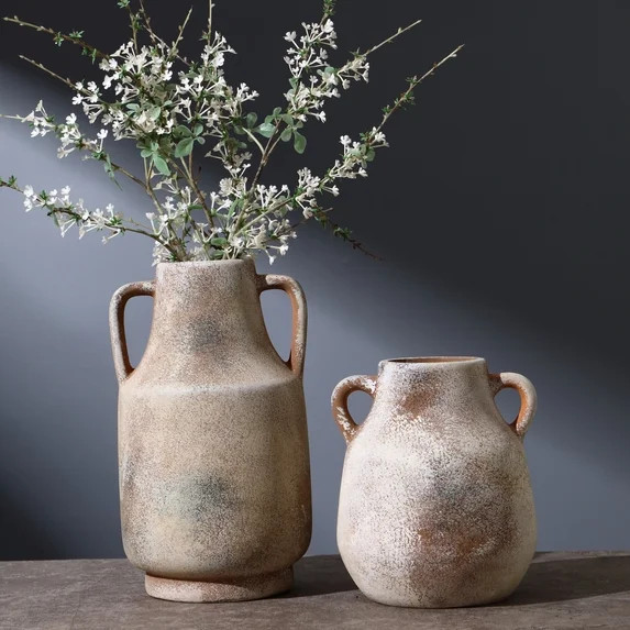 Large Ceramic Vases Set of 2, Decorative Terracotta Vase for Flowers, Farmhouse Vases for Home De... | Walmart (US)
