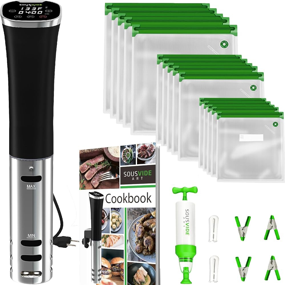 SOUSVIDE ART Sous Vide Immersion Cooker Kit - Machine with Digital Timer, Temp Control, 30 Bags, ... | Amazon (US)