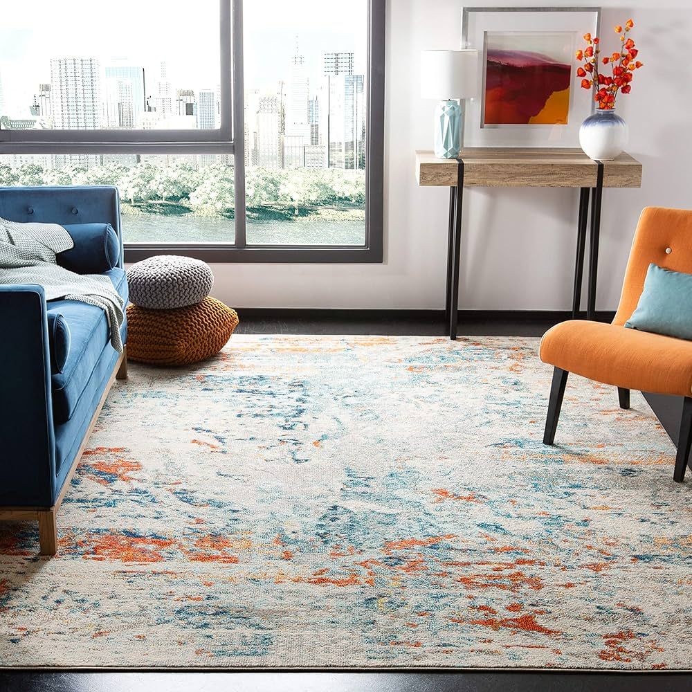 SAFAVIEH Madison Collection 6' x 9' Cream / Orange MAD478B Modern Abstract Non-Shedding Living Ro... | Amazon (US)