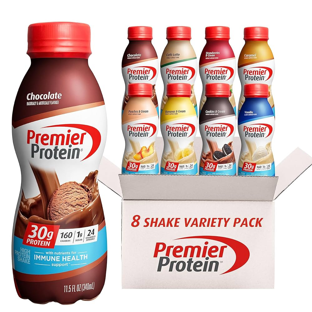 Premier Protein, Protein Shake, 8 Flavor Variety Pack, 30g Protein, 1g Sugar, 24 Vitamins & Miner... | Amazon (US)