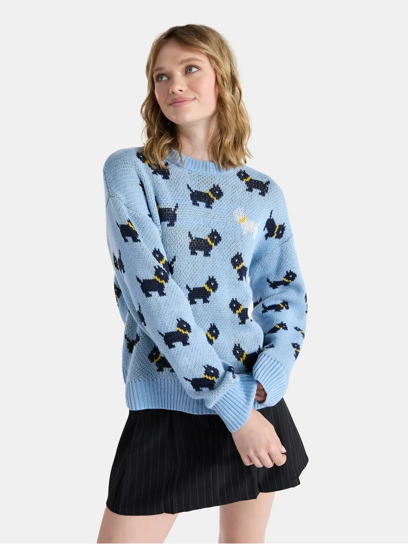 Netflix Stranger Things Scottie Dog Sweater from No Boundaries, Women's and Women’s Plus | Walmart (US)