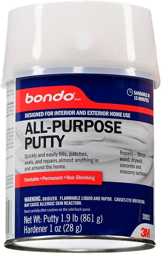 Bondo All-Purpose Putty, Designed for Interior and Exterior Home Use, Paintable, Permanent, Non-S... | Amazon (US)