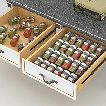 Amazon.com: NIUBEE Adjustable Expandable Acrylic Spice Rack Tray - 4 Tier Spice Drawer Organizer ... | Amazon (US)