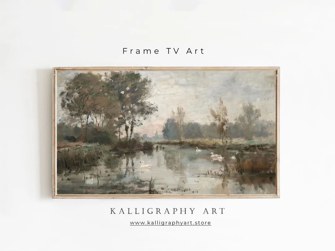 Frame TV Art Lake Landscape, Vintage Oil Painting,digital Download - Etsy | Etsy (US)