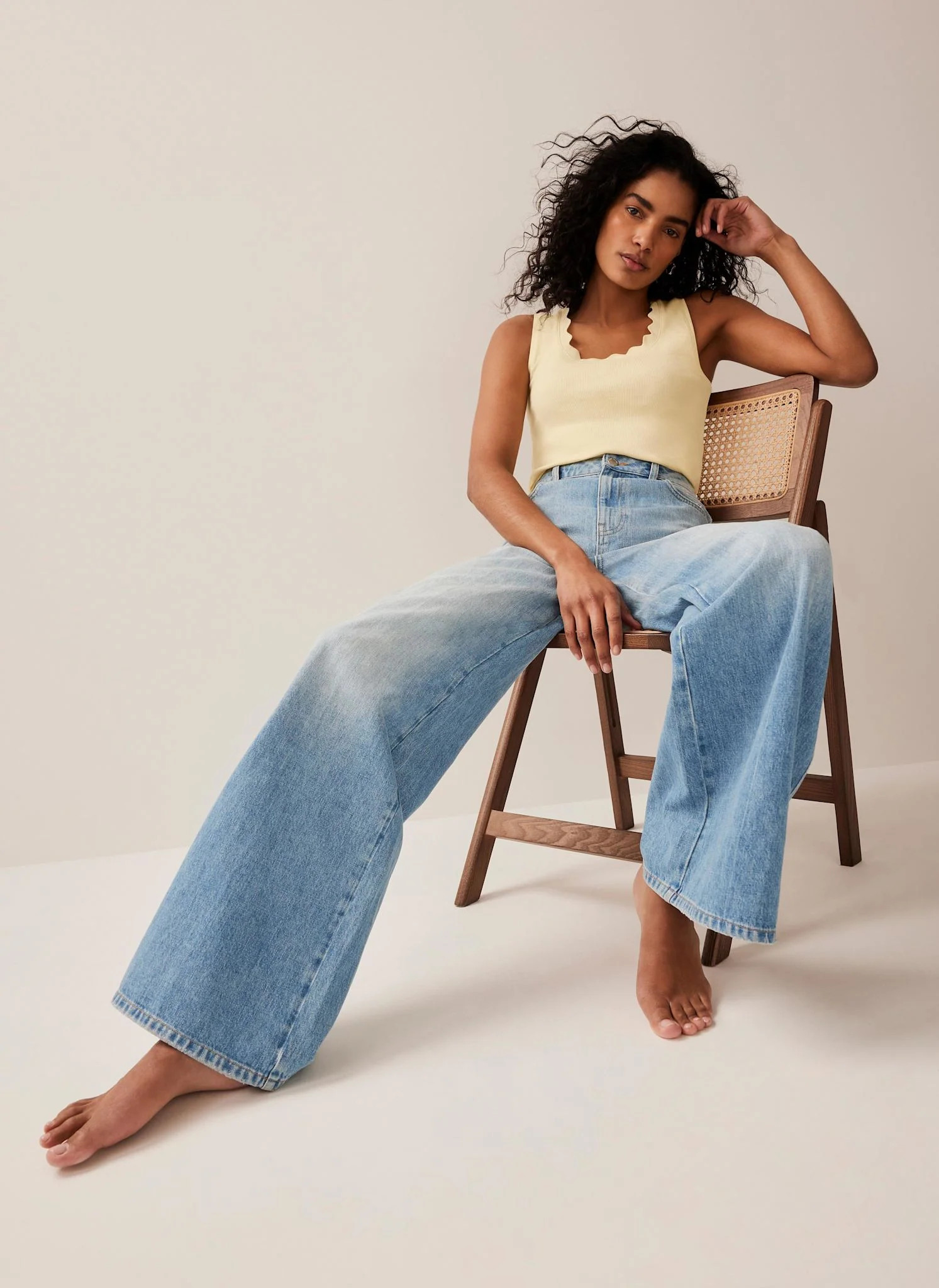 Yellow Scallop Trim Vest | Mint Velvet