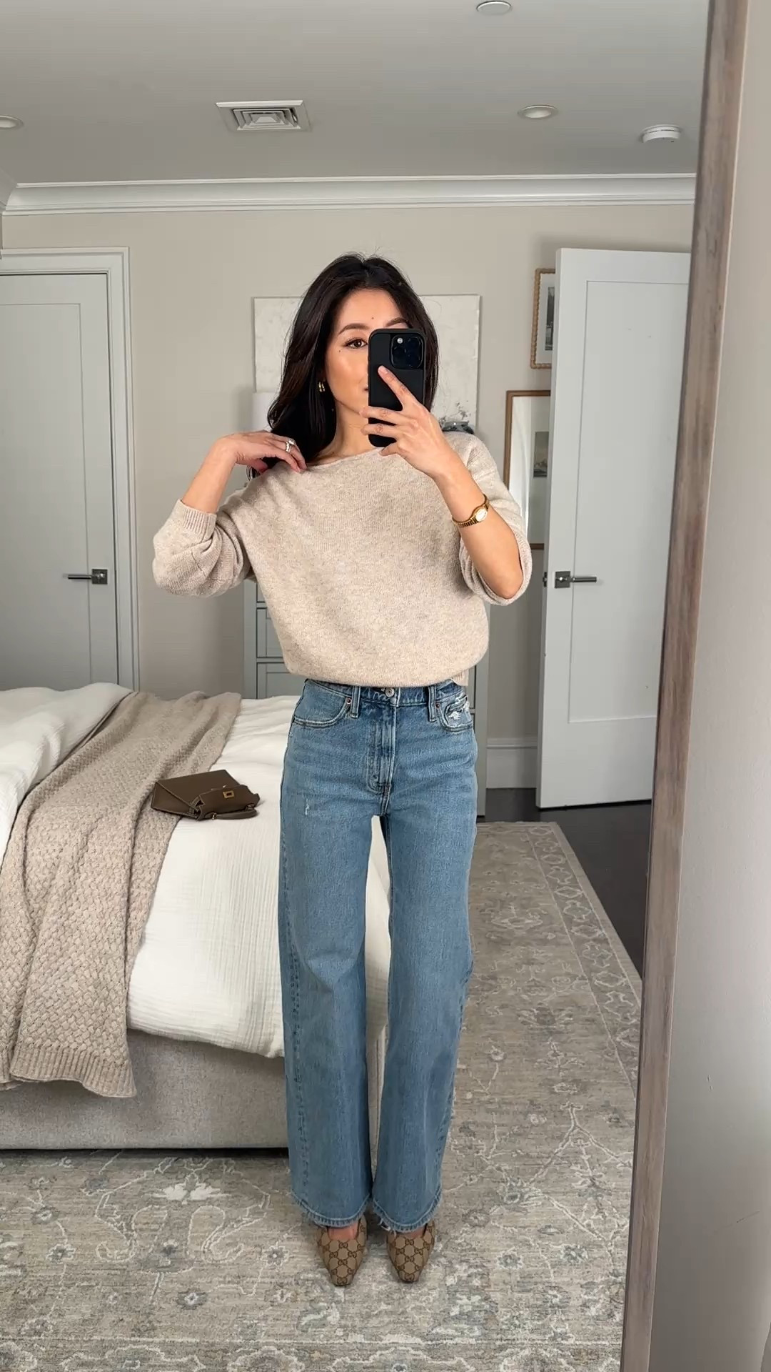 Abercrombie denim sale! use code AFJEAN for extra 15% off. Linked another wider I love as well 

• High rise 90s relaxed jeans size 24 Extra Short - longtime favorite jeans

• Sweater XXS - relaxed fit with a boat neckline, sleeves are long on me

• Gucci slingbacks, old

Petite jeans, dinner with friends outfit, easy jean outfit 

 

#LTKootd #LTKSaleAlert #LTKPetite