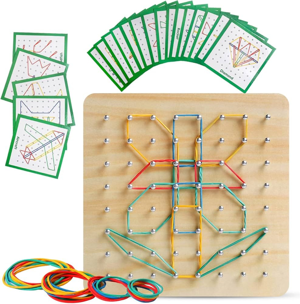 Wooden Geoboard with Rubber Bands Graphical Math Pattern Blocks Geo Board - Montessori Educationa... | Amazon (US)