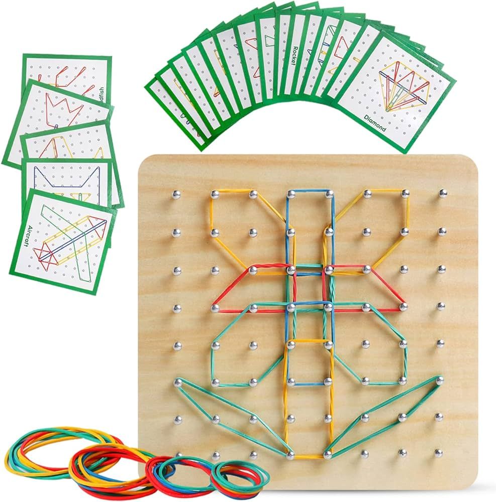 Wooden Geoboard with Rubber Bands Graphical Math Pattern Blocks Geo Board - Montessori Educationa... | Amazon (US)