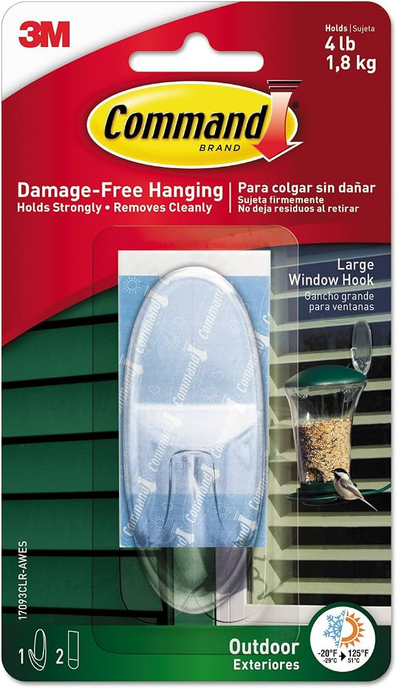 Command Large Wall Hooks, Clear, Damage Free Decorating, 1 Hook and 2 Command Strips | Amazon (US)