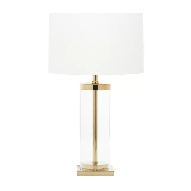 CosmoLiving by Cosmopolitan 24" Gold Table Lamp with White Linen Shade | Walmart (US)
