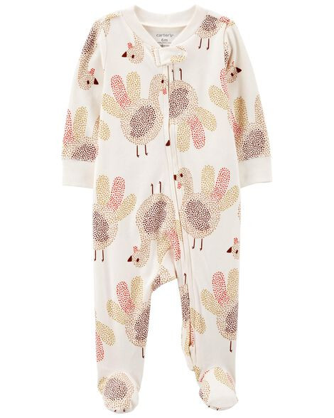 Carter's Baby Girls Turkey 2-Way Zip Cotton Sleep & Play Pajamas 9M Multi | Carter's