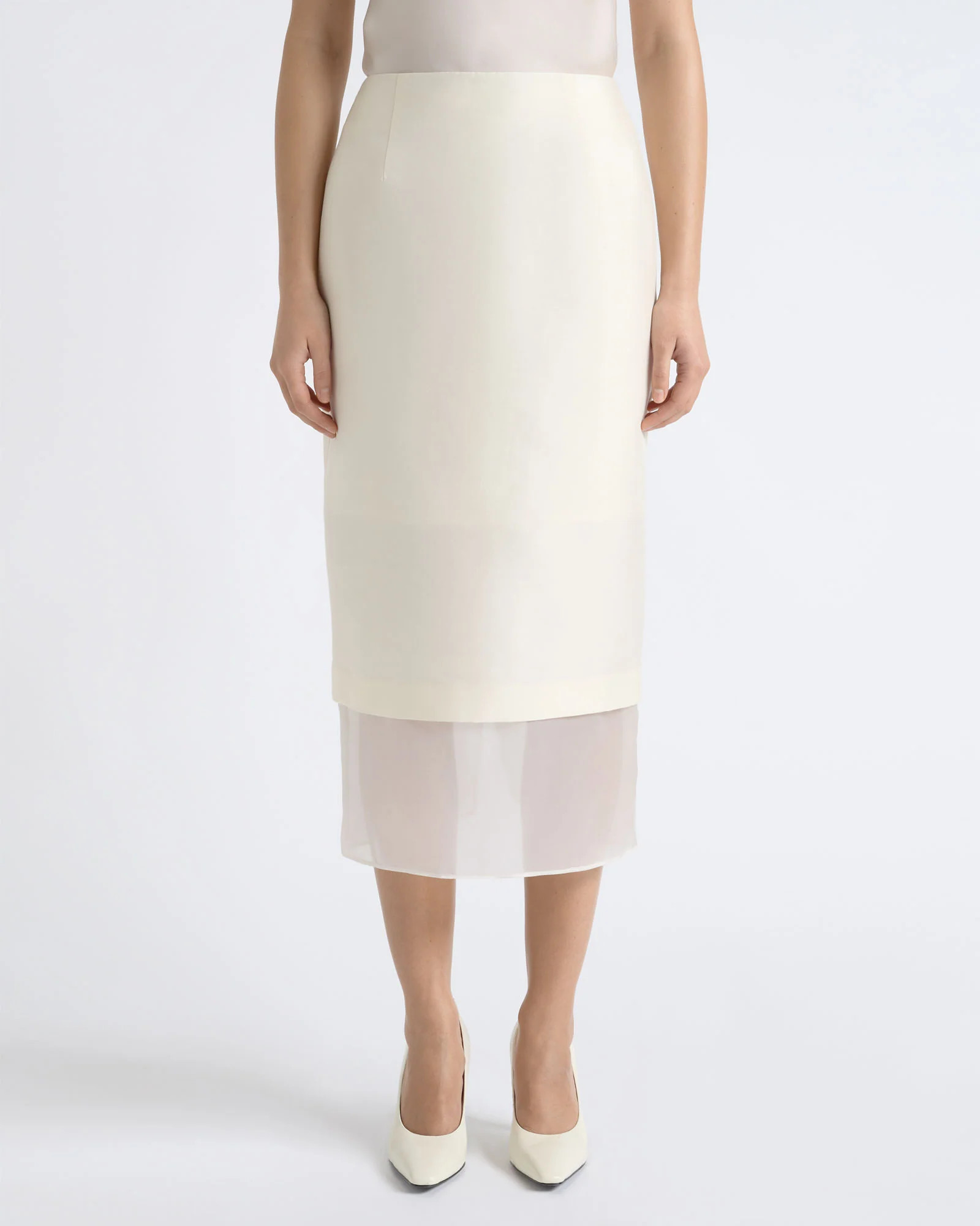 Silk Organza Contrast Midi Skirt | Cue AU